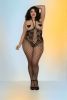 Open Cup Bodystocking - Queen Size - Black