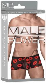 Kiss Me - Mini Short - Large - Sheer Lips Black