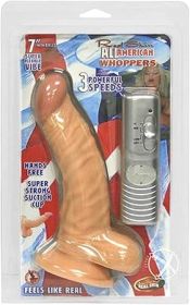 All American Whopper Vibrating 7 inches Dildo, Balls Beige