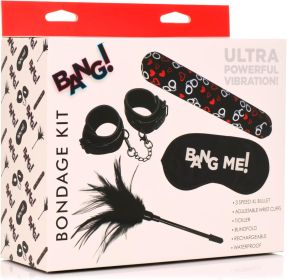Bang - Bondage Kit- XL Bullet, Cuffs, Tickler and Blindfold - Black