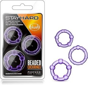 Stay Hard - Beaded Cock Rings - 3 Pack - Purple