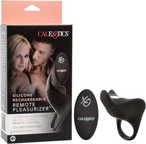 Silicone Rechargeable Remote Pleasurizer Ring Black