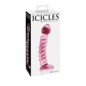 Icicles Hand Blown Glass Massager No 28 Pink