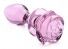 Pink Rose Glass Anal Plug - Small