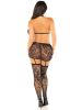 Black 3pc Bra Top, Garter Skirt, and Stockings