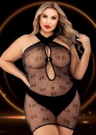 Halter Top Mini Dress - Queen Size - Black