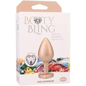 Booty Bling Metal Heart Plug - Medium - Gold