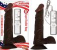 All American Whopper 8 inches Vibrating Dildo, Balls Brown