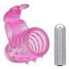 Basic Essentials Stretchy Vibrating Bunny Enhancer - Pink Rechargeable
