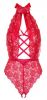 Floral Lace Crotchless Teddy - 1x/2x - Red