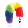Rainbow Foxy Tail with Stainless Steel Butt Plug