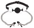Hinder Breathable Silicone Ball Gag With Nipple Clamps