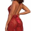 Dreamgirl Women's Lace Gown and G-String Set - Garnet