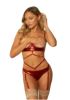 2 Pc Lame Bra and Panty - One Size - Red