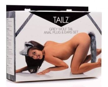 Tailz Grey Wolf Tail Anal Plug And Ears Set
