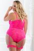 2 Pc Sheer Lace Teddy - Queen - Glossy Pink