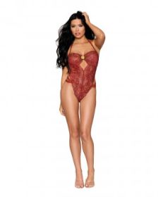 Red Lace Teddy Dmnd - One Size