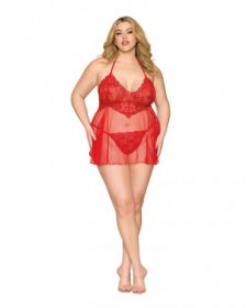 Babydoll and G-String Dmnd - One Size Queen - Red