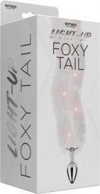Foxy Tail - Light Up Faux Fur Butt Plug - White Plug - White