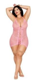 Garter Slip and G-String Dmnd - Queen Size - Petal Pink