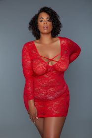 2247P Lynn Chemise (Color:: Red, BLK: 3X)