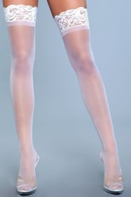 1919 Lace Over It Thigh Highs (Color:: White, BLK: OS)