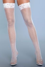1914 Kiss Goodnight Thigh Highs (Color:: White, BLK: OS)