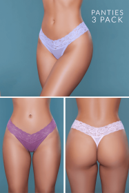 2201 Mila Thong 3 Pack (Color:: Pink/Lavender/Rosewood, BLK: XL)