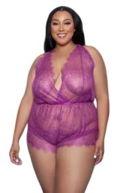 2272 Reagan Romper (BLK: 1X, Color:: Burgundy)