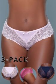 22143PK Tracy Brief 3 Pack (Color:: Peach/Raspberry/Navy Blue, BLK: 2032-BLK-M)