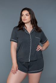 2027 Riley Two Piece PJ Set (Color:: Grey, BLK: 2X)
