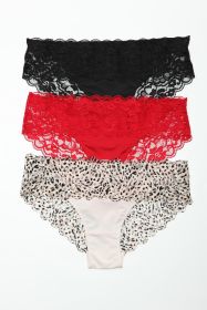 22103PK Arlo Bikini Panty 3 Pack (Color:: Black/Red/Leopard, BLK: L)