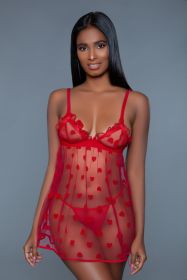 2032 Valentine Babydoll (Color:: Red, BLK: L)