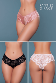 2197 Aurora Brief 3 Pack (Color:: Black/Nude/Bronze, BLK: L)