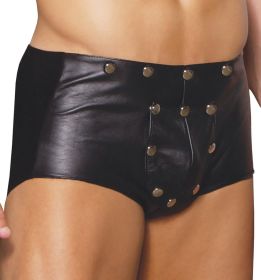 Elegant Moments Men's Leather Shorts with Break Away Front - L9130 (color: Black, Size: XL)